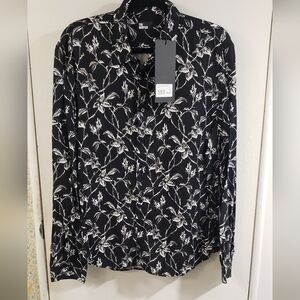 The Kooples Black Floral Button-Down Shirt